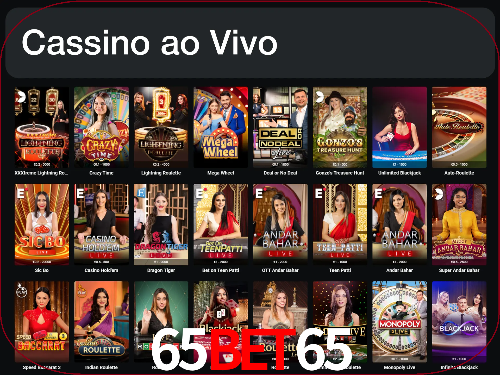 Jogue jogos de cassino com um verdadeiro dealer.