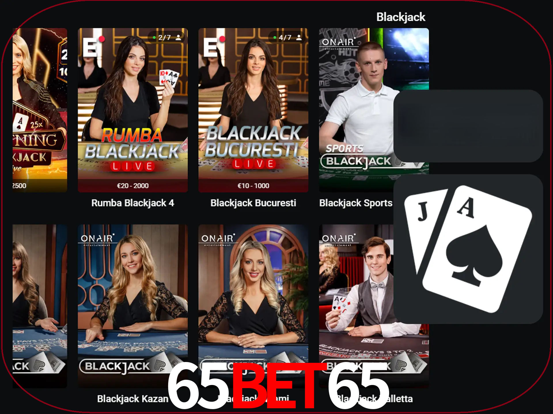Escolha uma mesa completa de jogadores de blackjack.